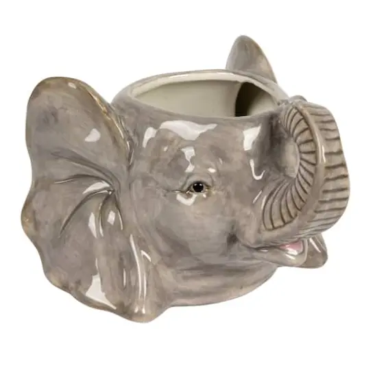 Hello Honey&reg; 6.75" Round Ceramic Elephant Head Planter {1}