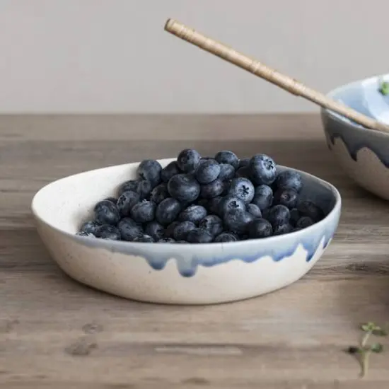 Hello Honey® 8.25" Blue & Cream Crackle Glaze Stoneware Serving Bowl {4}