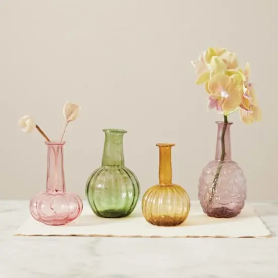 Hello Honey&reg; Embossed Reclaimed Glass Vase Set {4}
