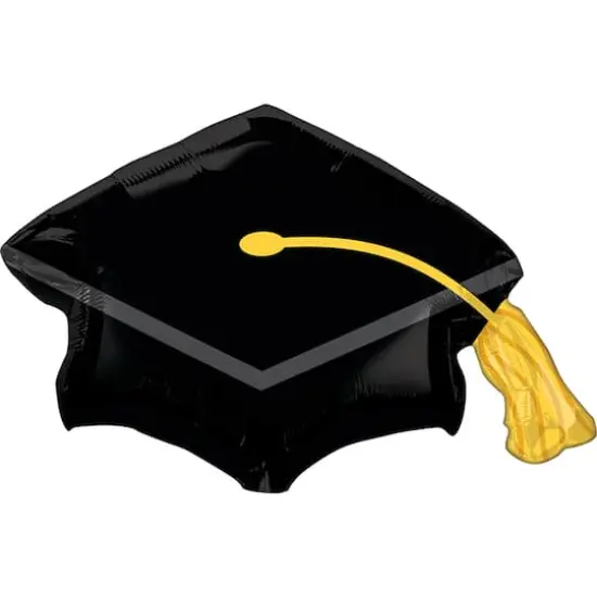 31" Black Graduation Cap Foil Balloon {1}