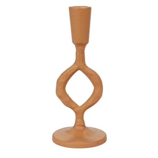 Hello Honey&reg; 7.5" Small Tan Decorative Cast Metal Taper Candle Holder {10}