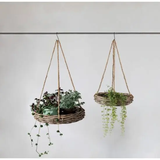 Hello Honey&reg; Handwoven Hanging Rattan Baskets with Rope Hangers Set {3}