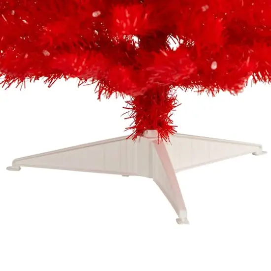 3ft. Pre-Lit Red Artificial Christmas Tree, Warm White LED Lights {7}