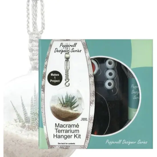Pepperell Designer Gray Macram&eacute; Hanging Terrarium Kit {3}