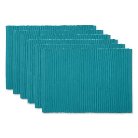DII&reg; Ribbed Cotton Placemats, 6ct. Storm Blue {1}