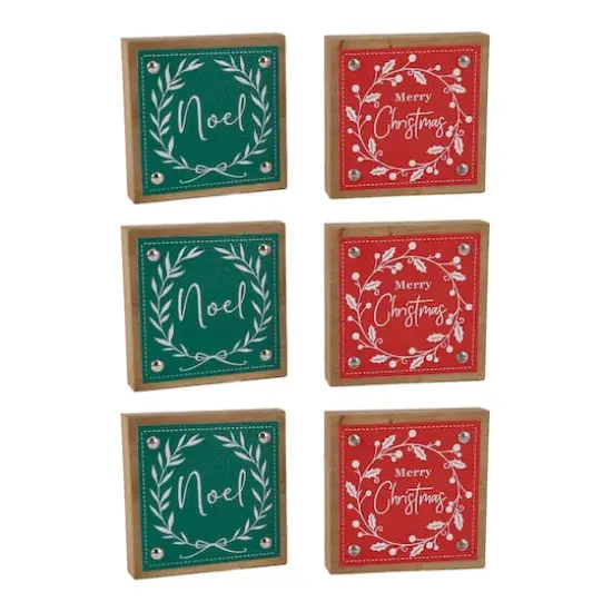 5" Red & Green Noel & Merry Christmas Tabletop D&eacute;cor Set {1}