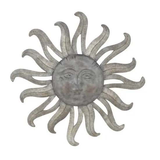 36" Gray Metal Sun Outdoor Wall Accent {1}