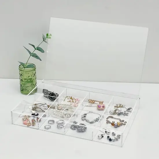 13.6" Clear 12-Compartment Divided Tray with Lid by Bead Landing&trade; {5}