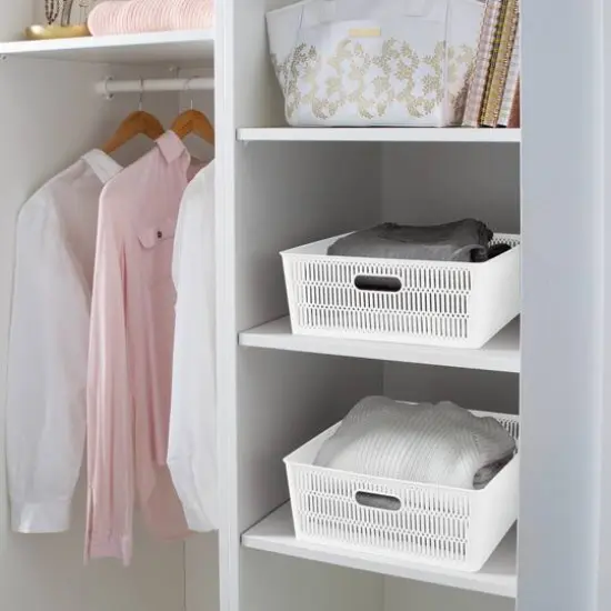 Simplify Slide 2 Stack It Shallow Tote Baskets, 2ct. White {7}