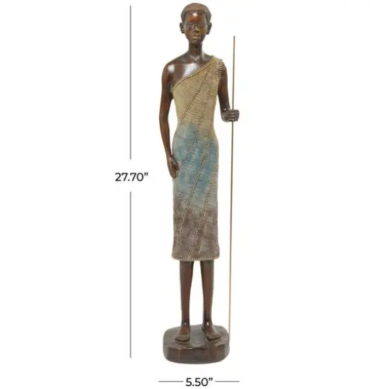 28" Multicolor Polystone Standing Woman with Intricate Details Sculpture {5}