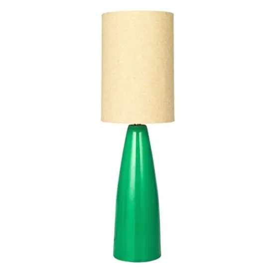 Hello Honey&reg; 27.5" Green Reactive Glaze Ceramic Table Lamp with Linen Shade {13}
