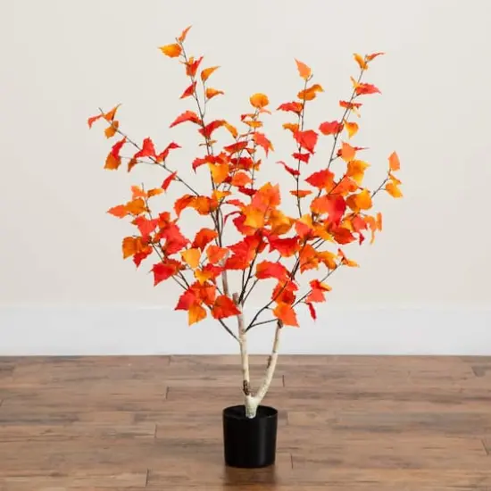 3ft. Autumn Birch Artificial Fall Tree {5}