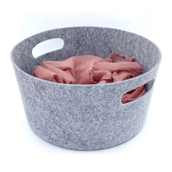 Welaxy 15" Felt Round Basket Gray {4}