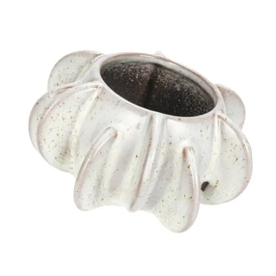 Hello Honey&reg; 4.25" White Reactive Glaze Speckled Stoneware Planter {1}