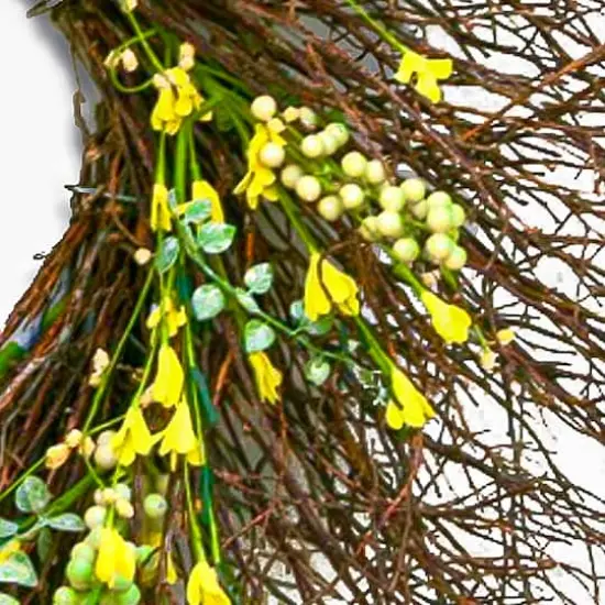 24" Spring Yellow Forsythia Wreath {4}