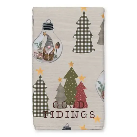 Good Tidings Cream Tree & Globe Pattern Tea Towel Set {3}