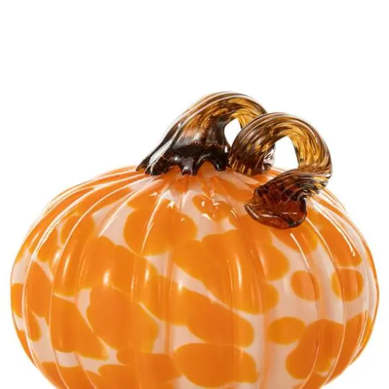 Glitzhome&reg; Orange Glass Pumpkin & Gourd Set {9}