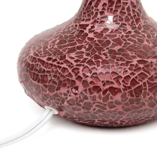 Simple Designs 14" Mosaic Glass Genie Table Lamp with Fabric Shade Red {8}