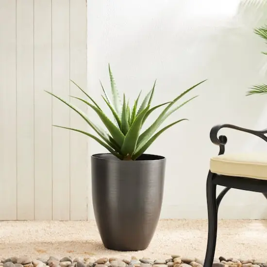 Glitzhome&reg; 16.75" Eco-Friendly Faux Brushed Steel Texture Planters, 2ct. {5}