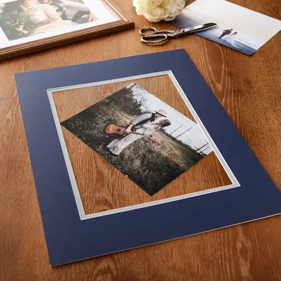 16" x 20" Double Mat by Studio D&eacute;cor&reg;, 11" x 14" Opening Midnight Blue/Bluestone {3}