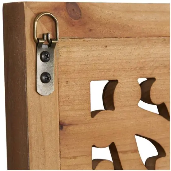 40" Brown Wood Framed Wall Mirror with Carved Scroll Pattern {9}