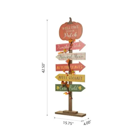 Glitzhome&reg; 42.5" Fall Wooden Pumpkin Patch Porch Sign {16}