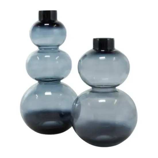 Black Ombre Bubble Glass Vase Set {4}