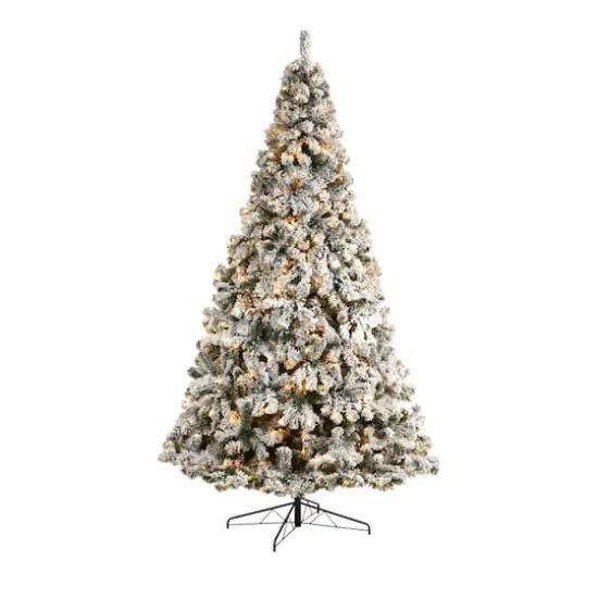 10ft. Pre-Lit Flocked West Virginia Fir Artificial Christmas Tree, Clear LED Lights {1}