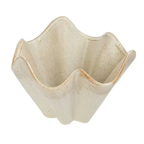 Hello Honey&reg; 7.5" Cream Reactive Glaze Round Stoneware Ruffled Bowl {1}
