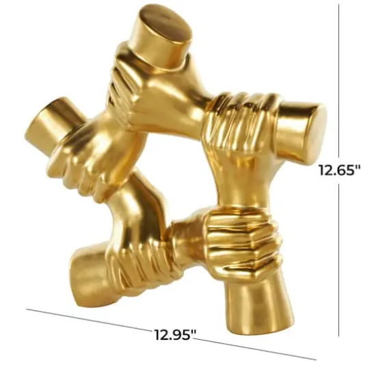 13" Gold Hands Gripping Ceramic Sculpture {5}