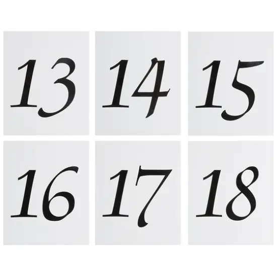 JAM Paper 4" x 5" White with Black Calligraphy Font 13-24 Table Number Tent Cards, 2 Packs of 12 {3}