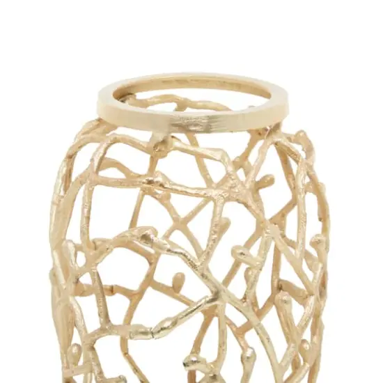 Gold Aluminum Contemporary Vase, 9" x 9" x 23" {5}