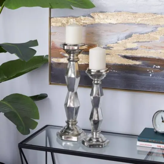 Silver Glass Glam Candle Holder Set {8}
