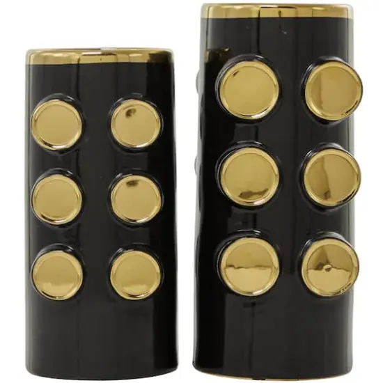 Black Ceramic Contemporary Vase, Set of 2 {5}