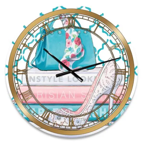 Designart 'Pink Fashion High Heels Iv Glam Wall Clock {1}