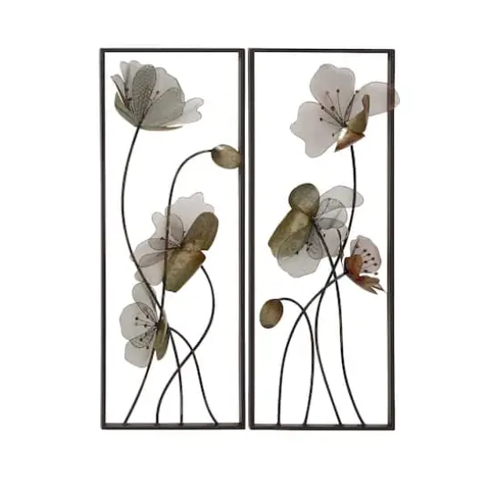 White Flower Black Tin Wall Art Set, 2ct. {1}