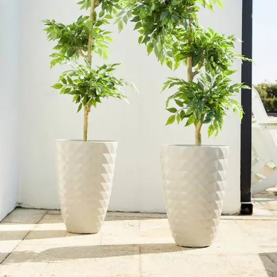 Glitzhome® 19.7" Eco-Friendly Oversized Faux Ceramic Pot Planters, 2ct. White {3}