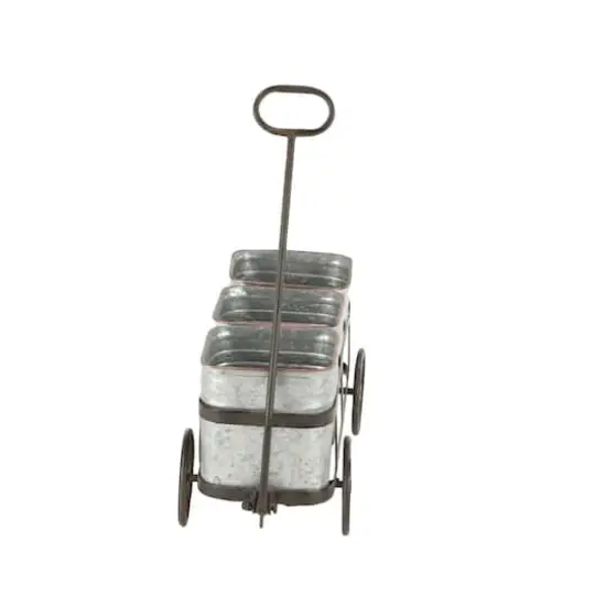 Silver Metal Farmhouse Wagon Planter {4}