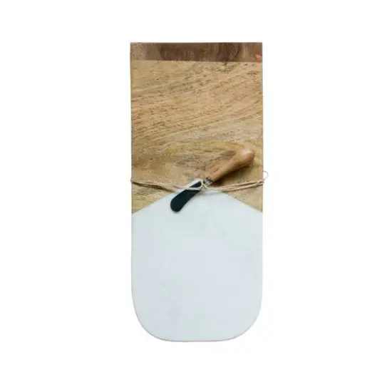 Hello Honey&reg; 17.5" Marble & Mango Wood Cutting Board with Canape Knife Set {1}