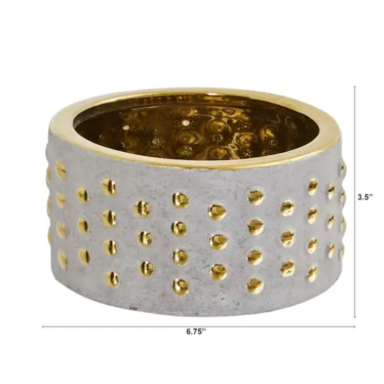3.5" Regal Stone Hobnail Planter with Gold Accents {3}