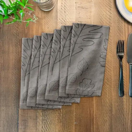 Gray Large Leaf Pattern Cotton Twill Napkin {4}