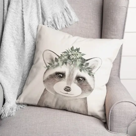 Sweet Raccoon 18" x 18" Throw Pillow {3}