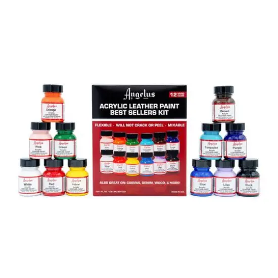 Angelus&reg; Best Sellers 12 Color Acrylic Leather Paint Best Sellers Kit {8}