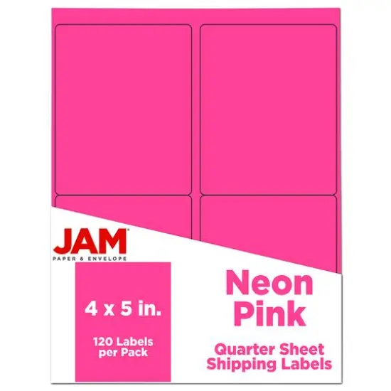 JAM Paper Extra Large Shipping Address Label Stickers Neon Pink {1}