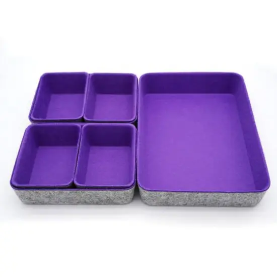 Welaxy Felt 7 Piece Drawer Organizer Tray Set Purple {6}