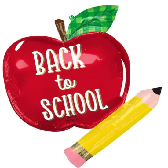 SuperShape&trade; 31" Back to School Apple & Pencil Foil Balloon {1}