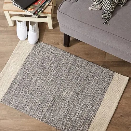DII&reg; Gray Variegated Border Hand-Loomed Rug, 2ft. x 3ft. {5}