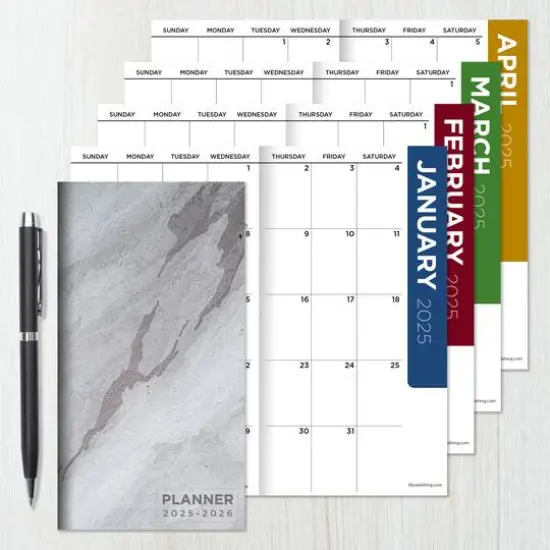 TF Publishing 2025-2026 Small Gray Granite Monthly Pocket Planner {4}