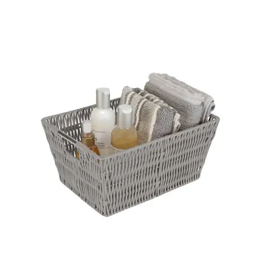 Simplify 3-Piece Rattan Tote Basket Set Gray {12}