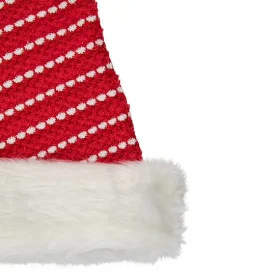 17" Red & White Striped Santa Hat with Pom Pom {3}